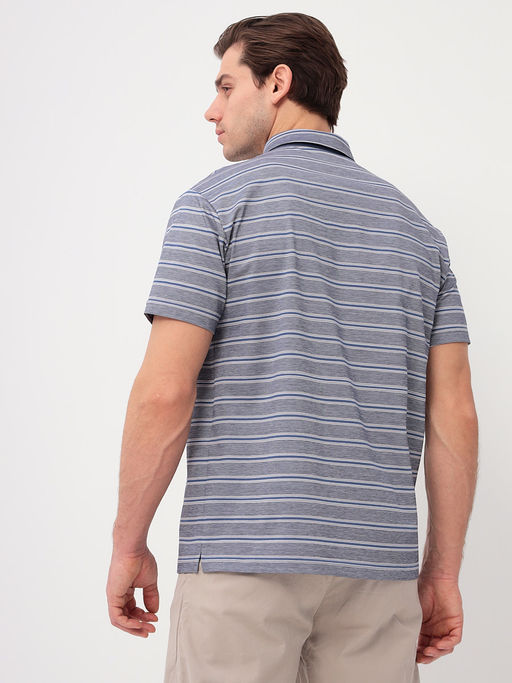 Джемпер мужской с воротником поло короткий рукав GREG G144-PD1246-LT3221(серый полоска)  фото 5