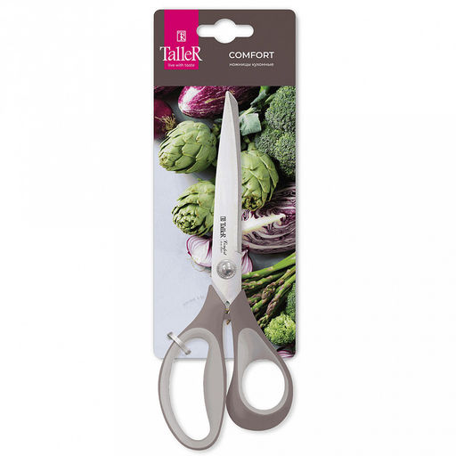 Ножницы кухонные TalleR 25,5см, s2,5мм, сталь, пластмассовые ручки с ТПР покрытием (Китай) - Домашняя мода фото 2