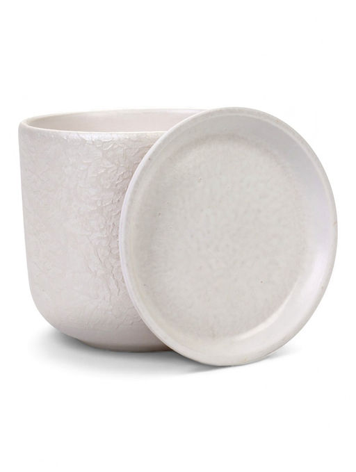 Горшок цветочный с поддоном 1,6 л, d15/h13 см белый керамика, "Перл" (М)