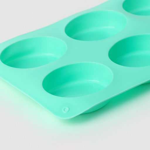 Форма для выпечки Доляна «Фигуры. Овал», силикон, 28×16×2 см, 6 ячеек, бирюзовая