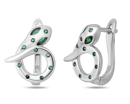 Серьги, синт.изумруд, NS-25436