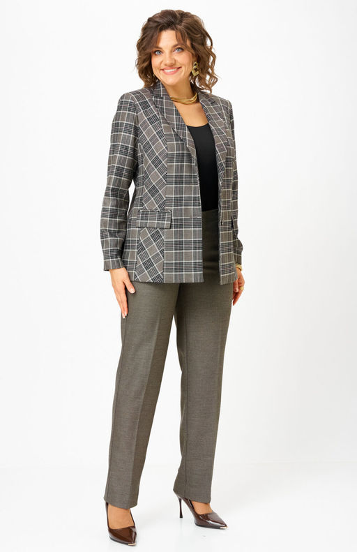 Жакет БелЭльСтиль 412 клетка коричневая фото 2