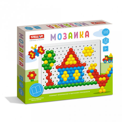 Игрушка "Мозаика" 24х19,5х3см, 110 элементов д1,3см, полипропилен, картонная коробка в ту пленке, "Stellar" (Россия)