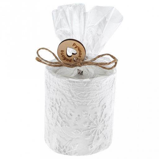 Свеча "Снежная гора" д7,5см, h8,6см, парафин, в подсвечнике из гипса, время горения 16 часов (Россия)