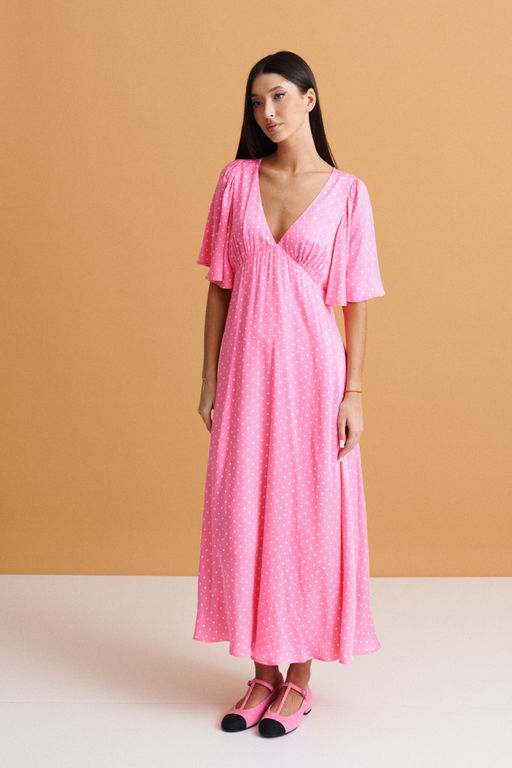 Платье Annete A3385 из вискозы розовое в горох  фото 2