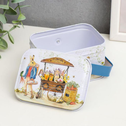 Шкатулка металл с ручкой Крольчата с яйцом 6х10,5х8 см МИКС - Simaland фото 2