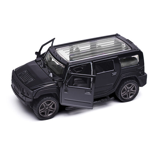 Чёрная инерционная машинка Внедорожник с люком die-cast,1:32, открывающиеся двери