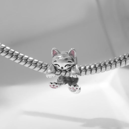 Цена за 5 шт. Подвеска «Котик», цвет серебристый