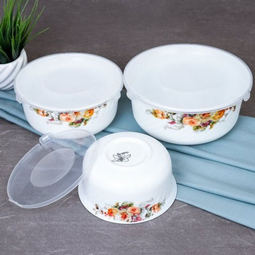 Салатник с крышкой 3 предмета А / HDW3B-XN (7064) /уп 12/ Букет пионов - Галеонтрейд фото 5