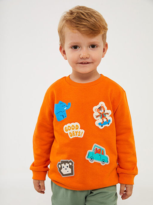 Bisiklet Yaka Bask?l? Erkek Bebek Sweatshirt - Waikiki фото 2
