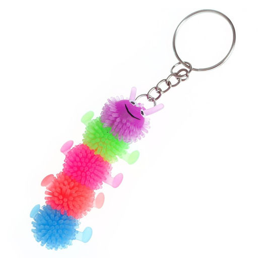 Цена за 12 шт. Брелок-ёжка детский «Сороконожка», резиновый, цвета МИКС