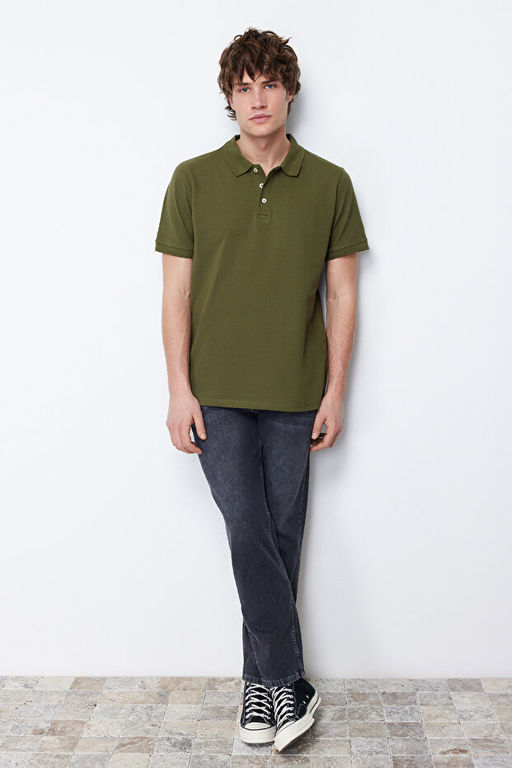 Haki Slim Fit Polo Yaka K_sa Kollu Polo Yaka T-shirt TMNSS20PO0009 - Trendyolmilla фото 2
