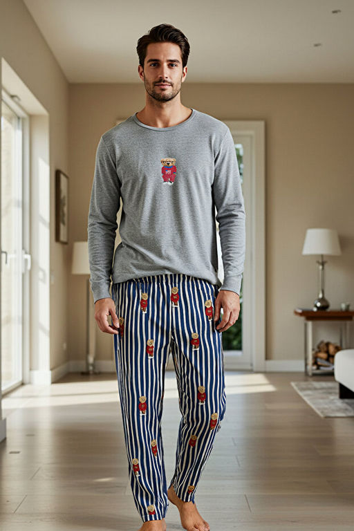Erkek Gri Ay_c_kl_ Regular Fit _rme Pijama Tak_m_ TMNAW25PT00055 - Trendyolmilla фото 2