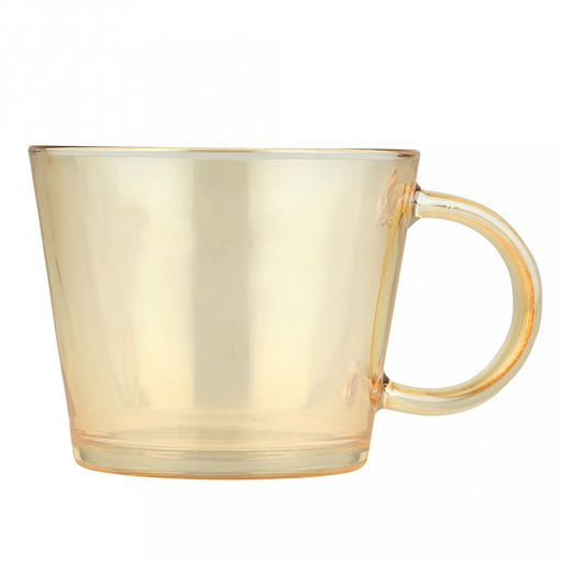 Кружка стеклянная "Лирика" 350мл, д9,7см, h7,9см, основание д7см, янтарный перламутровый, набор 2шт, в коробке (Китай)