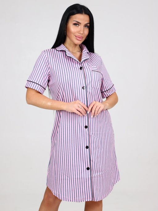 5-Х ЖЕНСКИЙ ХАЛАТ (Розовая полоса) - А-дина фото 3