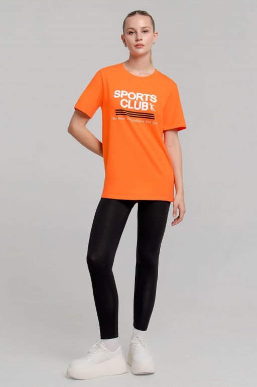 Арт. 21623 Костюм с лосинами 42-50 (5 шт) Цвет:верх-оранжеый, низ-черный