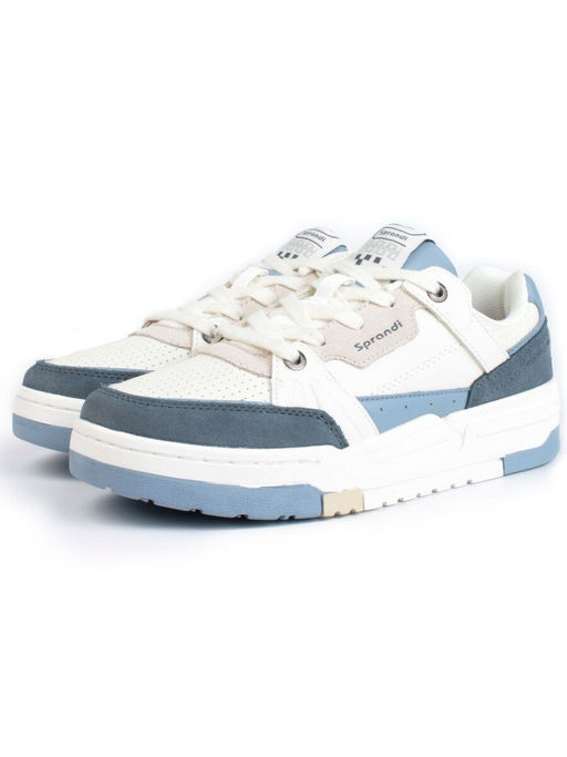 05-P232-5 WHITE/BLUE Кроссовки женские (натуральная замша, искусственная кожа)