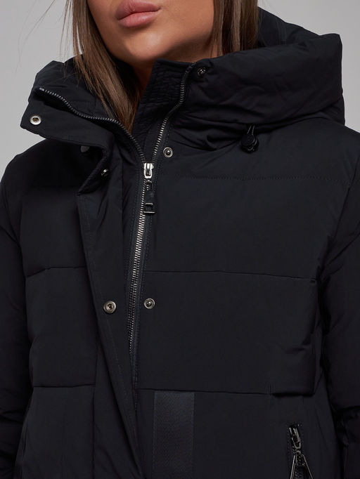 Пальто утепленное молодежное зимнее женское черного цвета 59018Ch - Mtforce фото 14