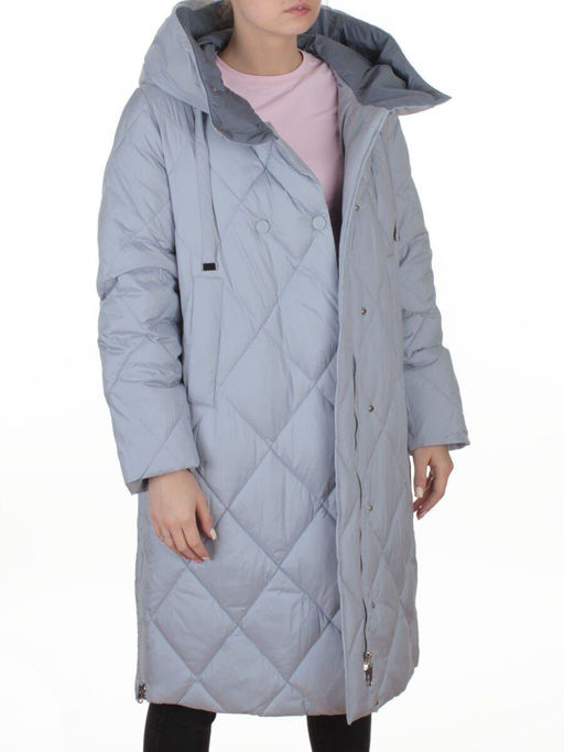 8388 GRAY/LT. BLUE Пальто стеганное зимнее женское оверсайз (200 гр. холлофайбер)