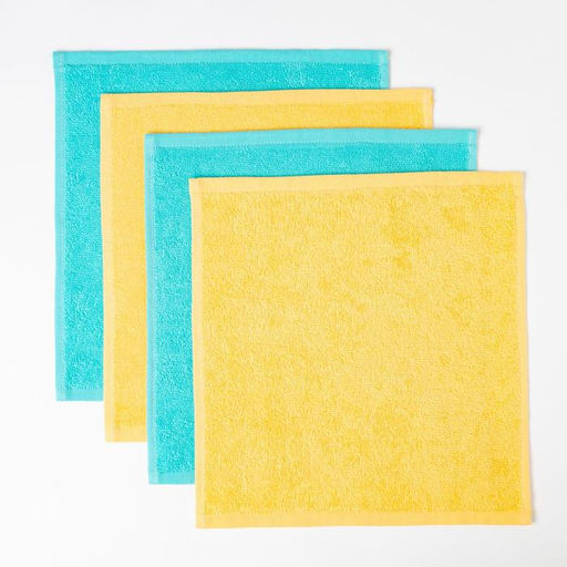 Салфетки махровые декоративные Этель Spa day, 4 шт., 30?30 см, хлопок 100%, голубые, жёлтые