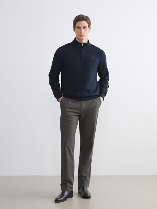 Fermuarl? Dik Yaka Erkek Sweatshirt