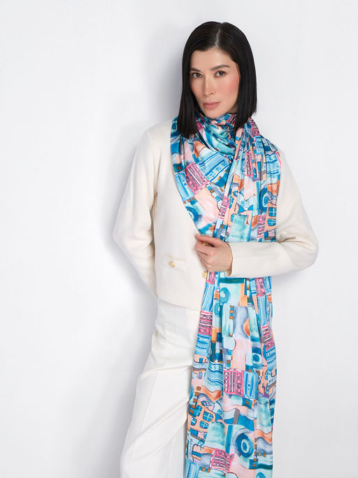 Большой, мягкий, тонкий и очень нежный двусторонний палантин с рисунком - Tantino фото 4