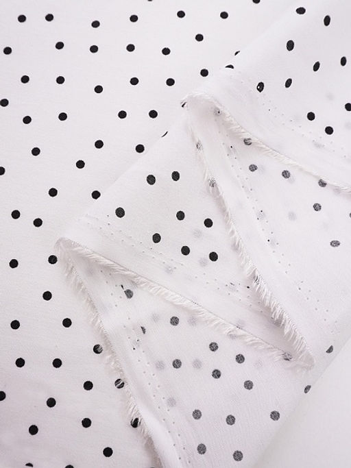 Штапель Россыпь черного гороха (3.5мм) цв.белый, ш.1.45м, вискоза-100%, 90гр/м.кв - Купава фото 4