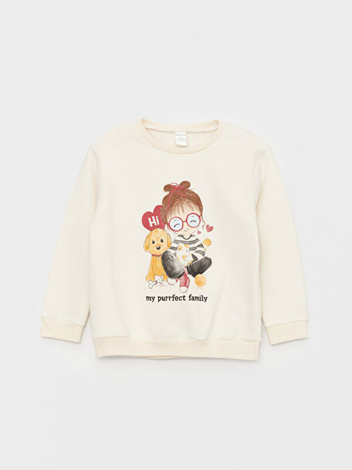 Bisiklet Yaka Bask?l? K?z Bebek Sweatshirt ve Pantolon - Waikiki фото 2