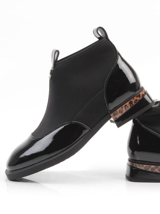 01-B44B-81AG BLACK Ботинки демисезонные женские (натуральная кожа, текстиль, байка)