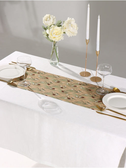 Дорожка на стол новогодняя Этель Spruce branches 30?70 см, 100% хлопок, саржа 190 г/м?, бежевая