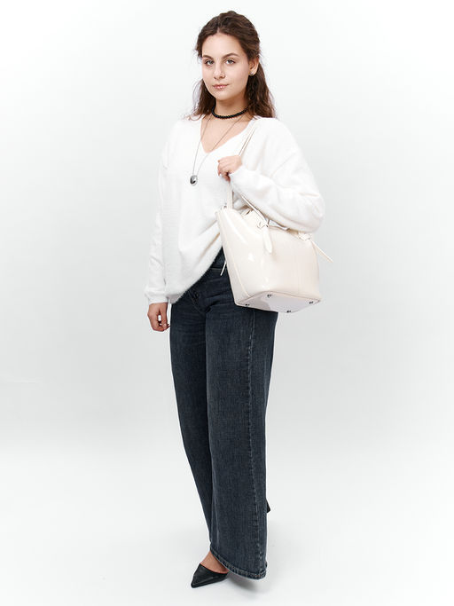 LACCOMA сумка Y2077-2-молочный натуральная кожа полиэстер фото 4