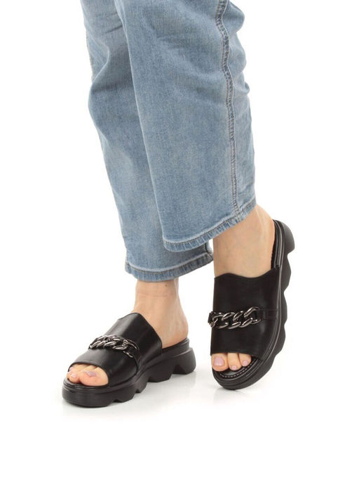 08-PEA122-1 BLACK Босоножки женские (натуральная кожа)