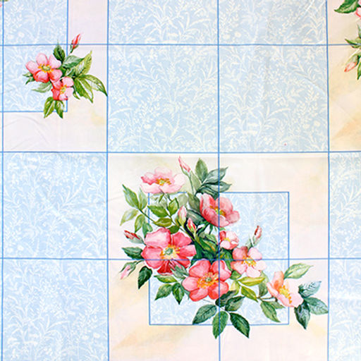 Клеенка столовая на тканевой основе 1,26х25м "Шиповник на плитке", ПВХ, в рулоне, Россия (цена за м/п)