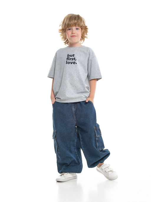 Джинсы карго 33-7655 синий - Mini maxi фото 31