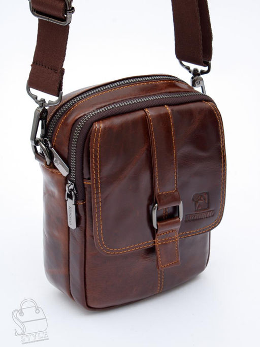 Сумка мужская кожаная 8612S brown Fuzhiniao