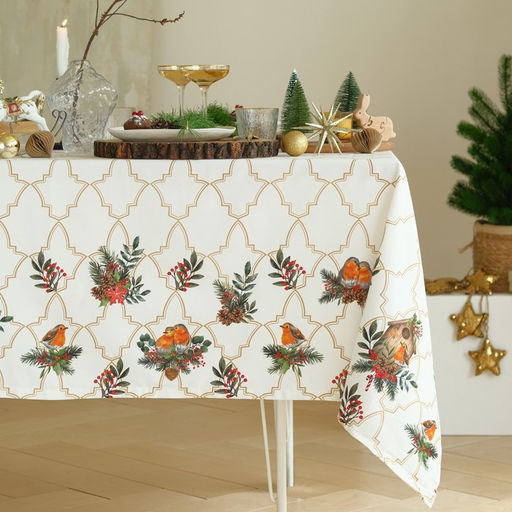 Скатерть новогодняя «Этель Winter robin» 144×220 см, 100% хлопок, саржа 190 г/м²