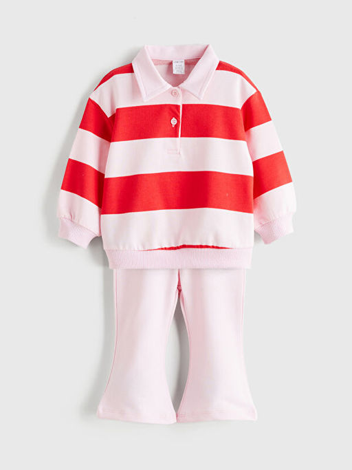 Polo Yaka K?z Bebek Sweatshirt ve Tayt