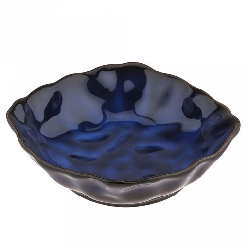"Тихий океан" Салатник керамический 600мл, 17,5х17х5см, асимметричная форма, синий (Китай)