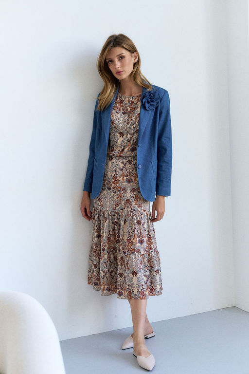 Платье Lenata 11354 рисунок на бежевом