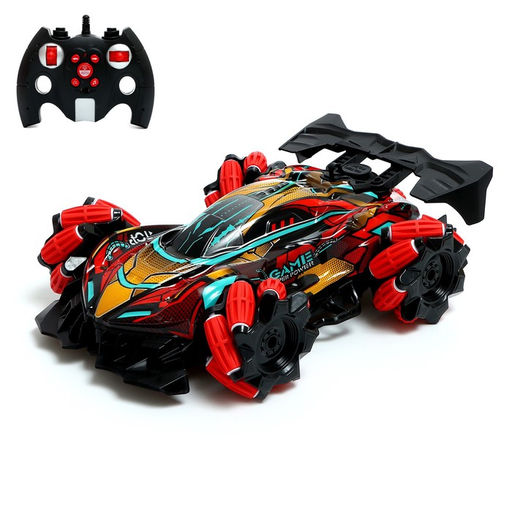 Машинка на пульте управления Гоночная, радиоуправление, работает от аккумулятора, эффект дыма, световые эффекты, цвет красный