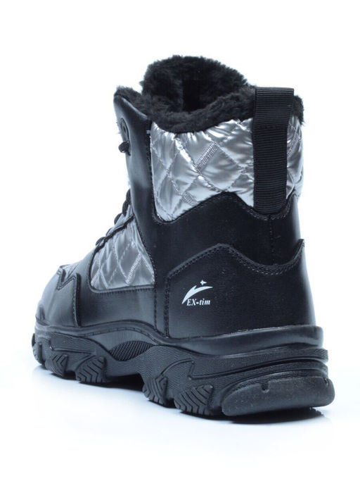 2222-3 BLACK Ботинки зимние женские (искусственные материалы)