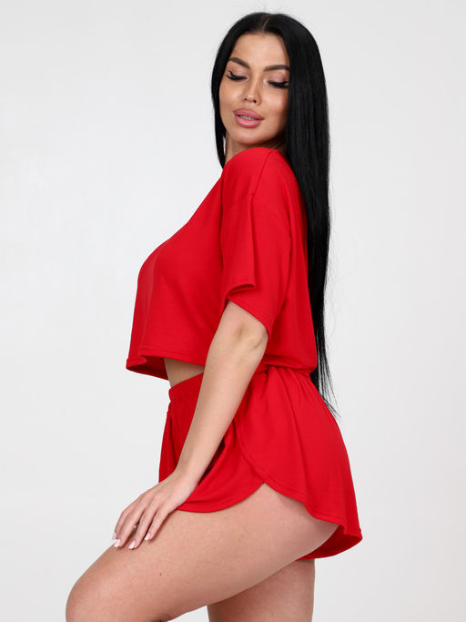 674 ПИЖАМА ЖЕНСКАЯ (шорты) (Красный) - А-дина фото 5