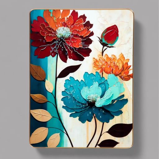 Картина акрил «Объёмные цветы», 40×30 см