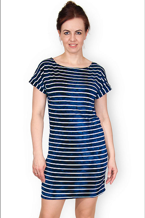 Платье - туника, вискозное (батик), Полоска, индиго (355-2) - Плиона фото 3