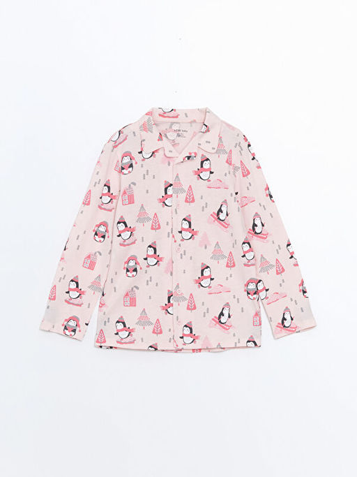 Polo Yaka Bask?l? K?z Bebek Pijama Tak?m? - Waikiki фото 2