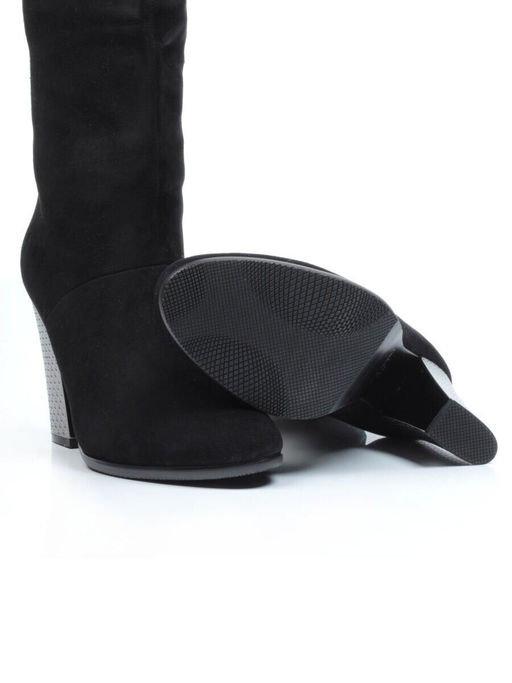 YF189-011M BLACK Полусапоги зимние женские (натуральная замша, натуральный мех (еврозима))