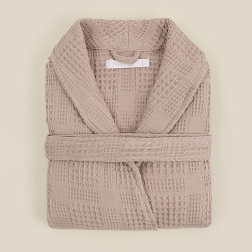 Халат вафельный мужской SL HOME: Chess «Саббиа», размер S, хлопок 100%, коричневый