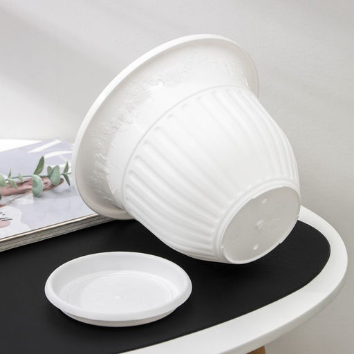 Горшок для цветов с поддоном «Лозанна», 3 л, пластиковый, белый