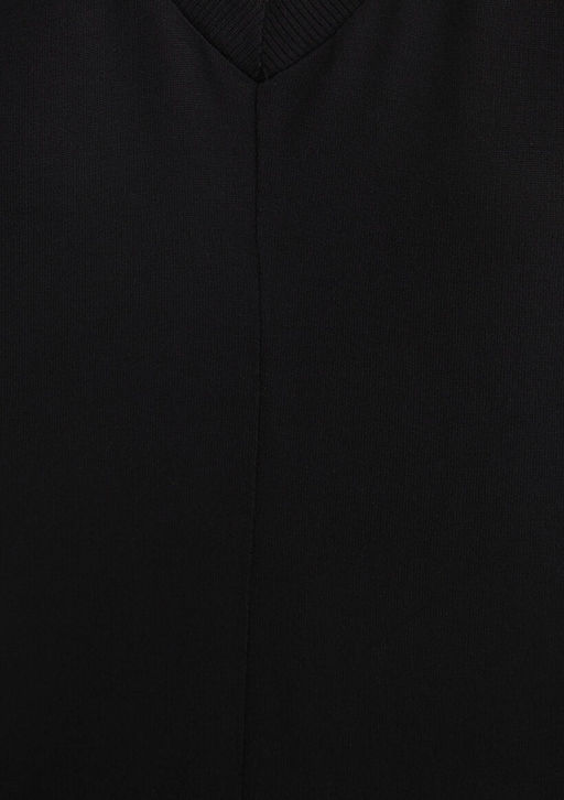 V Yaka Siyah Basic Viskoz Tisort - Mavi фото 6