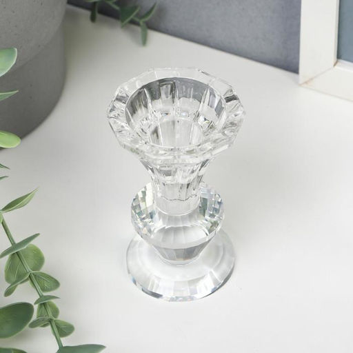 Стеклянный подсвечник на 1 свечу «Вазон с хрусталиком», 8.5×6×6 см